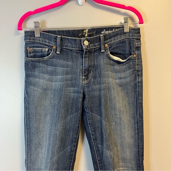 74AM Jeans 7 for All Mankind Straight Leg Denim Medium Wash Sz 28 EUC - Picture 2 of 10